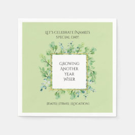 Elegant Greenery Geburtstagsparty Personalisiert Serviette