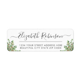 Elegant Greenery Girly Script Address Label