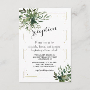 Elegant Greenery Gold Confeti Hochzeit Details Begleitkarte