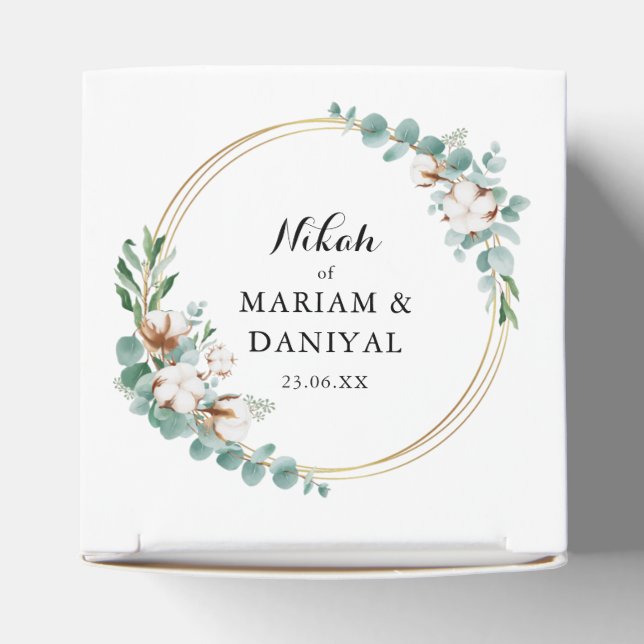 Elegant Greenery Gold Floral Muslim Nikah Wedding Geschenkschachtel (Oben)