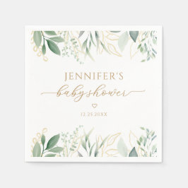 Elegant Greenery Gold Gender Neutral Baby Dusche Serviette