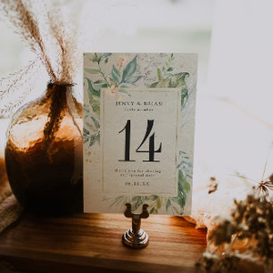 Elegant Greenery Gold Wedding Tischnummer