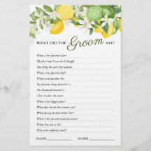 Elegant Greenery Lemon Brautparty Game