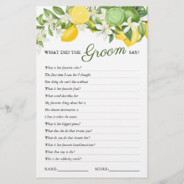 Elegant Greenery Lemon Brautparty Game