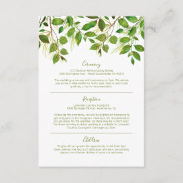 Elegant Greenery Meadow Hochzeitsinformationen Begleitkarte