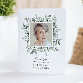 Elegant Greenery Memorial Foto Danke Karte