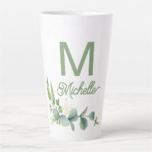 Elegant Greenery Monogram Individuelle Name and In