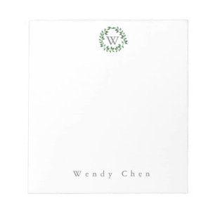 Elegant greenery monogram notepad notizblock