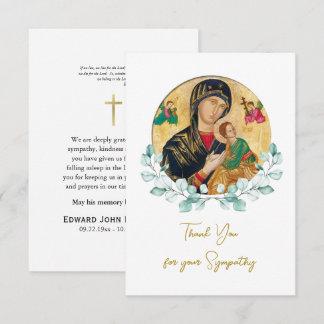 Elegant Greenery Orthodox Christian Icon Funeral   Dankeskarte