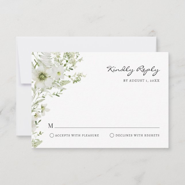 Elegant Greenery RSVP Card Karte (Vorderseite)