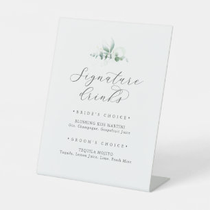 Elegant Greenery Signature Drinks Signature Sockelschild