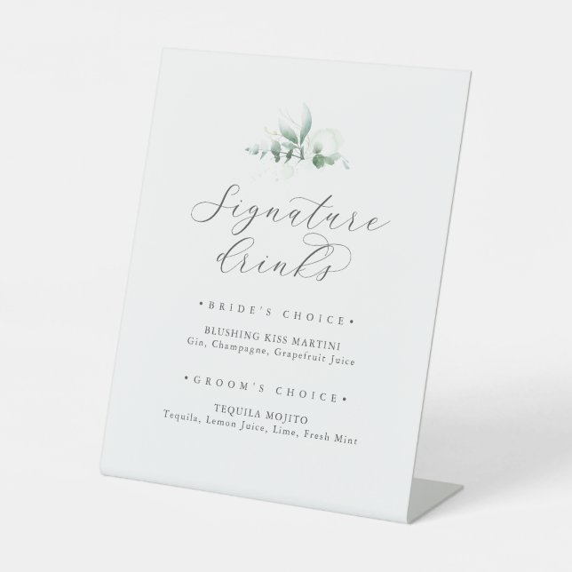 Elegant Greenery Signature Drinks Signature Sockelschild (Vorderseite)