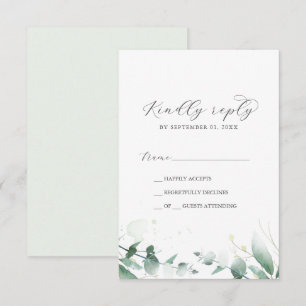 Elegant Greenery Simple RSVP Card Karte
