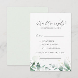 Elegant Greenery Song Request RSVP Card Karte