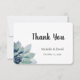 Elegant Greenery Succulent Typografy Wedding Dankeskarte