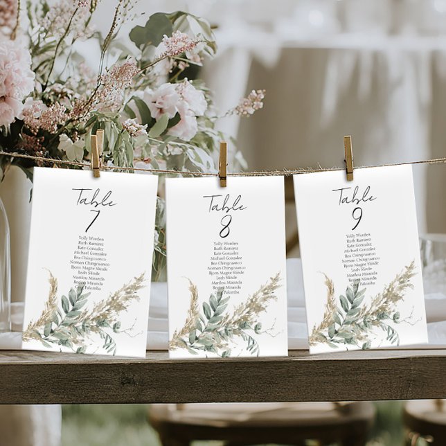 Elegant greenery table number seating chart cards (Von Creator hochgeladen)