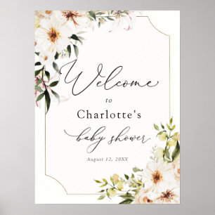 Elegant Greenery und Ivory Florals Bridal Willkomm Poster