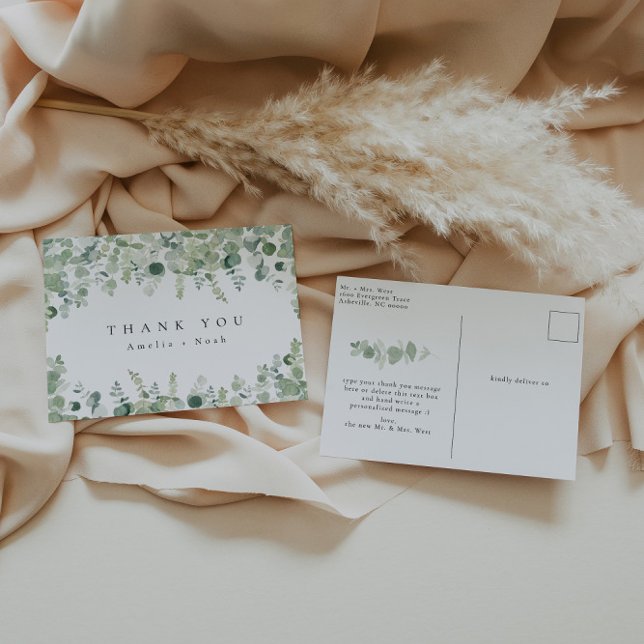 Elegant Greenery Vielen Dank Postcard Postkarte (Von Creator hochgeladen)