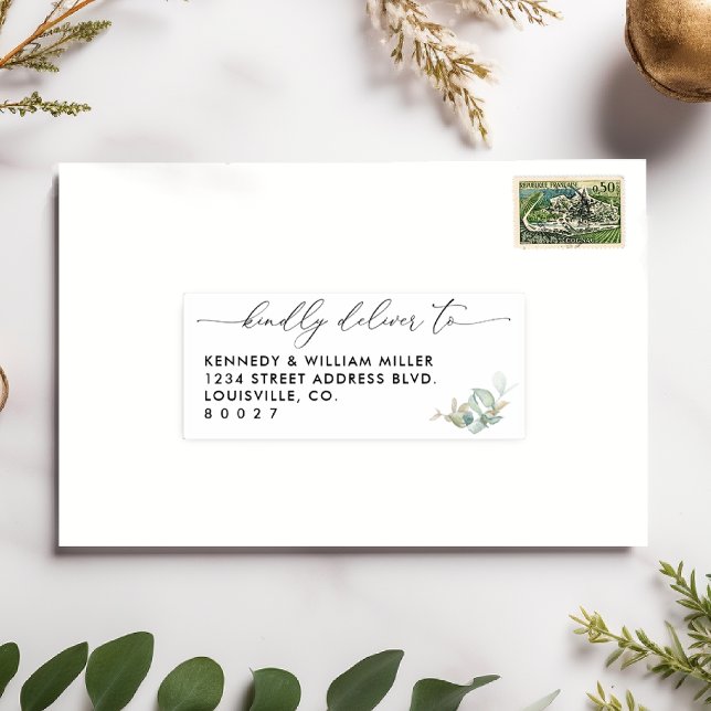 Elegant Greenery Wedding Guest Address Labels (Von Creator hochgeladen)