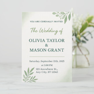 Elegant Greenery Wedding Invitation Card Einladung