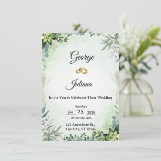 Elegant Greenery Wedding Invitation Einladung