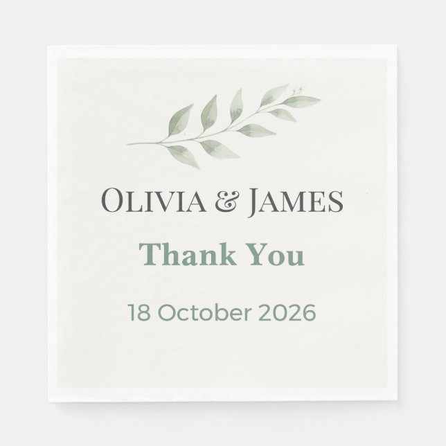 Elegant Greenery Wedding Napkins Serviette (Vorderseite)