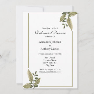 Elegant Greenery Wedding Rehearsal Einladung