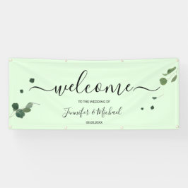 Elegant Greenery Wedding Script Willkommenszeichen Banner