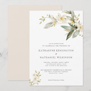 Elegant Greenery White Floral Wedding Einladung