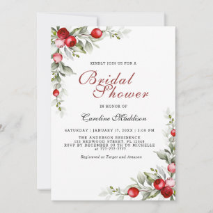 Elegant Greenery Winter Brautparty Flyer Einladung