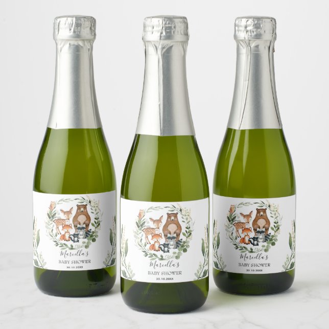 Elegant Greenery Woodland Forest Baby Animals (Flaschen)