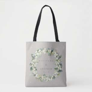 Elegant Greige Snowberry+Eucalyptus Winter Wedding Tasche