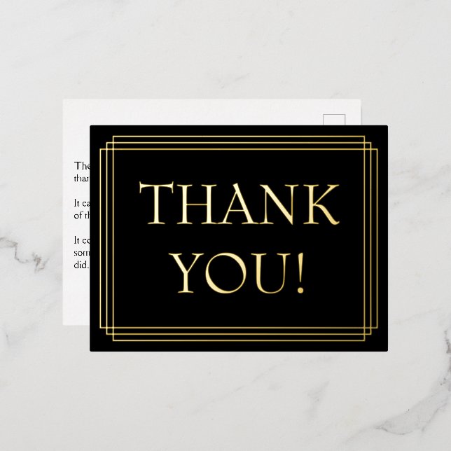 Elegant, grenzt an "DANK YOU" Foil Postcard Folie Einladungspostkarte (Vorderseite/Rückseite)