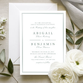 Elegant grenzt an grüne minimalistische Hochzeit Einladung