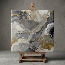Elegant Grey and Gold Liquid Marble Agate Fliese
