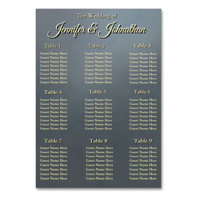Elegant Grey Background Wedding Seating Chart Tischnummer (Vorderseite)