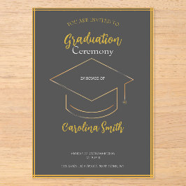 Elegant Grey & Gold Graduation Invitation