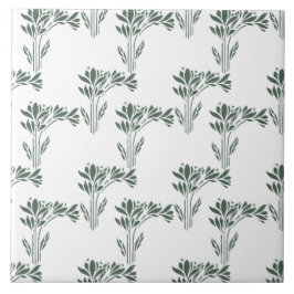 Elegant Grey-Green Botanical Pattern Fliese