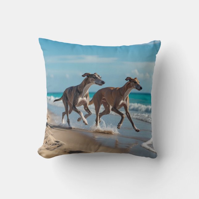 Elegant Greyhound Throw Kissen (Vorderseite)