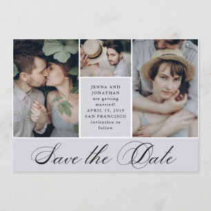 Elegant Grid   4 Foto Hochzeit Datum speichern Save The Date