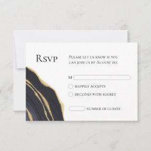 Elégant gris avec agate or carte RSVP
