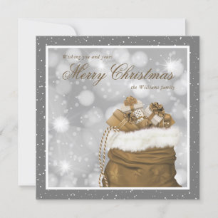 Elégant Gris Or Joyeux Cartes de fin de année de N