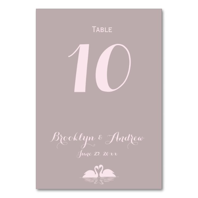 Elégant Gris rose cygne Mariage Numéros de table (Par défaut)