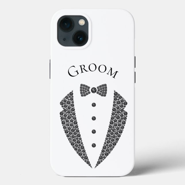 Elegant Groom Tuxedo Schwarz-weiß Wedding Case-Mate iPhone Hülle (Rückseite)