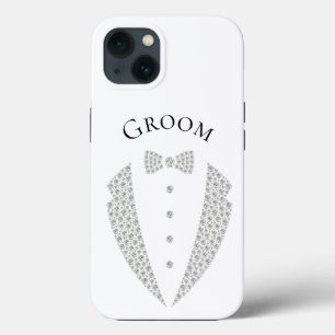 Elegant Groom Tuxedo Silver Typografy Wedding Case-Mate iPhone Hülle