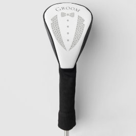 Elegant Groom Tuxedo Typografy Wedding Golf Headcover