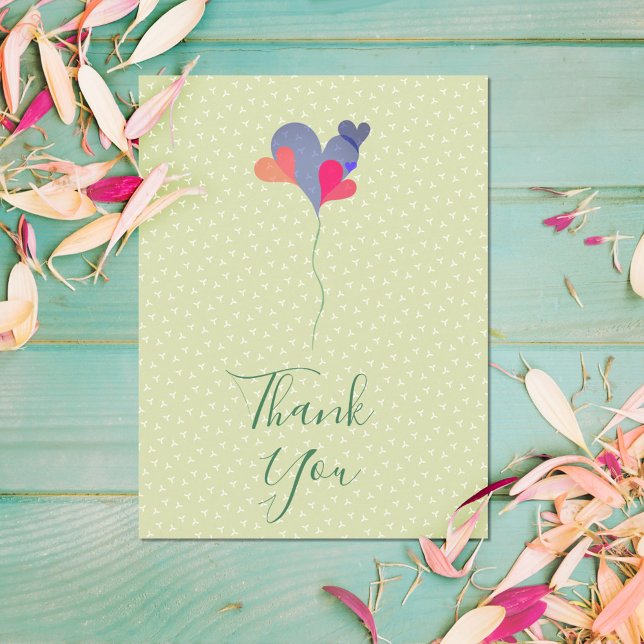 Elegant grün blaues lila Ballonherz minimalistisch Postkarte (Von Creator hochgeladen)