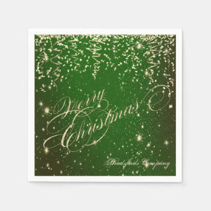 Elegant Grün, frohe Weihnachten ,Goldene Confetti Serviette