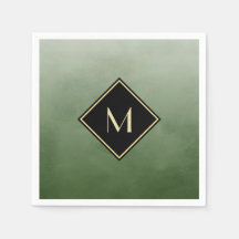 Elegant grün gebürstet mit einfachem Goldmonogramm