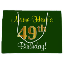 Elegant, grün, Imitate Gold 49. Geburtstag + Name